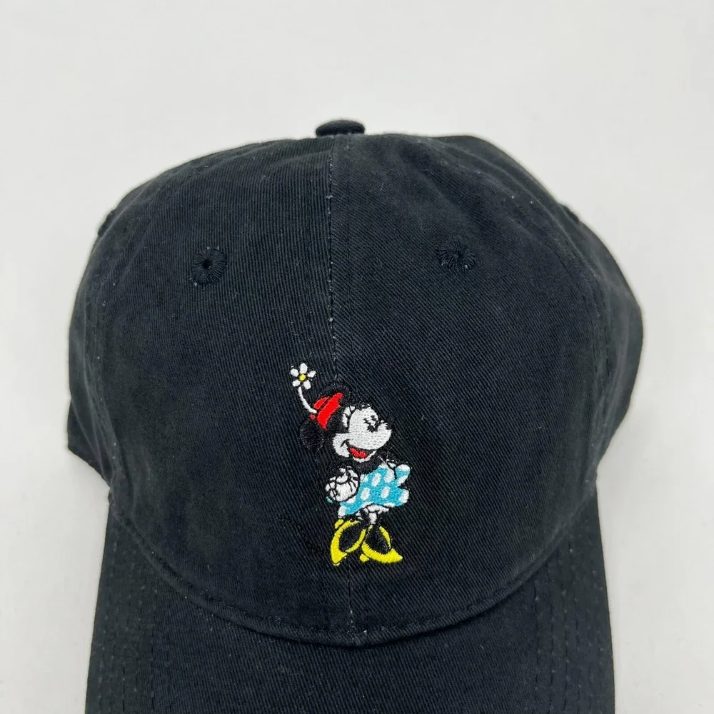 Disney Minnie Mouse Embroidered Baseball Cap Black Adjustable Dad Hat New NWT